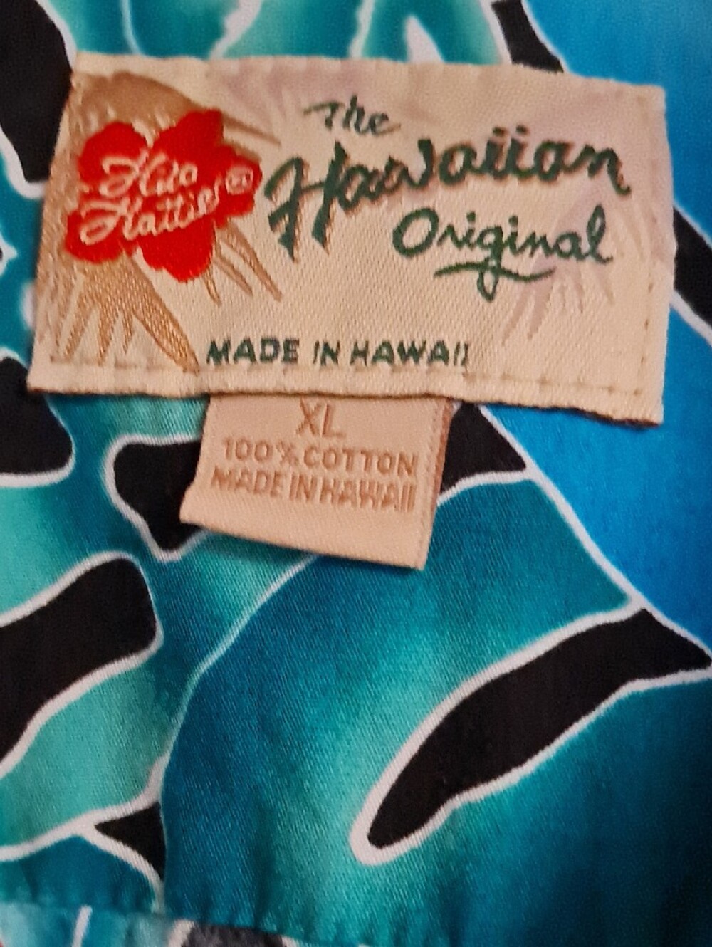 Hilo Hattie Tropical Leaf Button-Up Shirt - Blue, Teal, Black, Pink - Picture 2 of 3